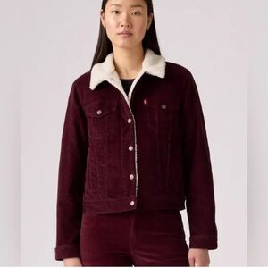 Women's Burgundy Sherpa-Lined Jacket